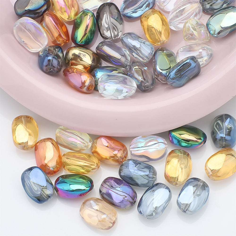 Electroplated Stone Geometric Irregular Glass Beads 11x15mm 20pcs