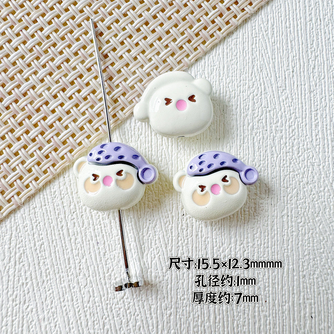 Baking Painted Teddy Bear and Flowerpot Metal Beads 15mm 10pcs 9