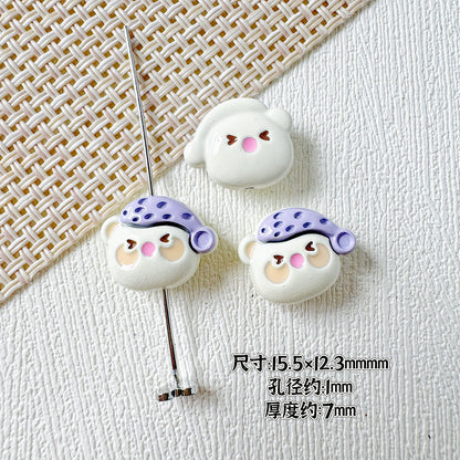 Baking Painted Teddy Bear and Flowerpot Metal Beads 15mm 10pcs 9