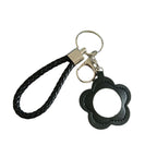 Colorful PU Leather Flower Mirror Wristlet Keychain 3pcs 5