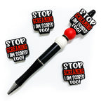Silicone Focal Beads Stop Screaming Bold Red White Text 20pcs 3