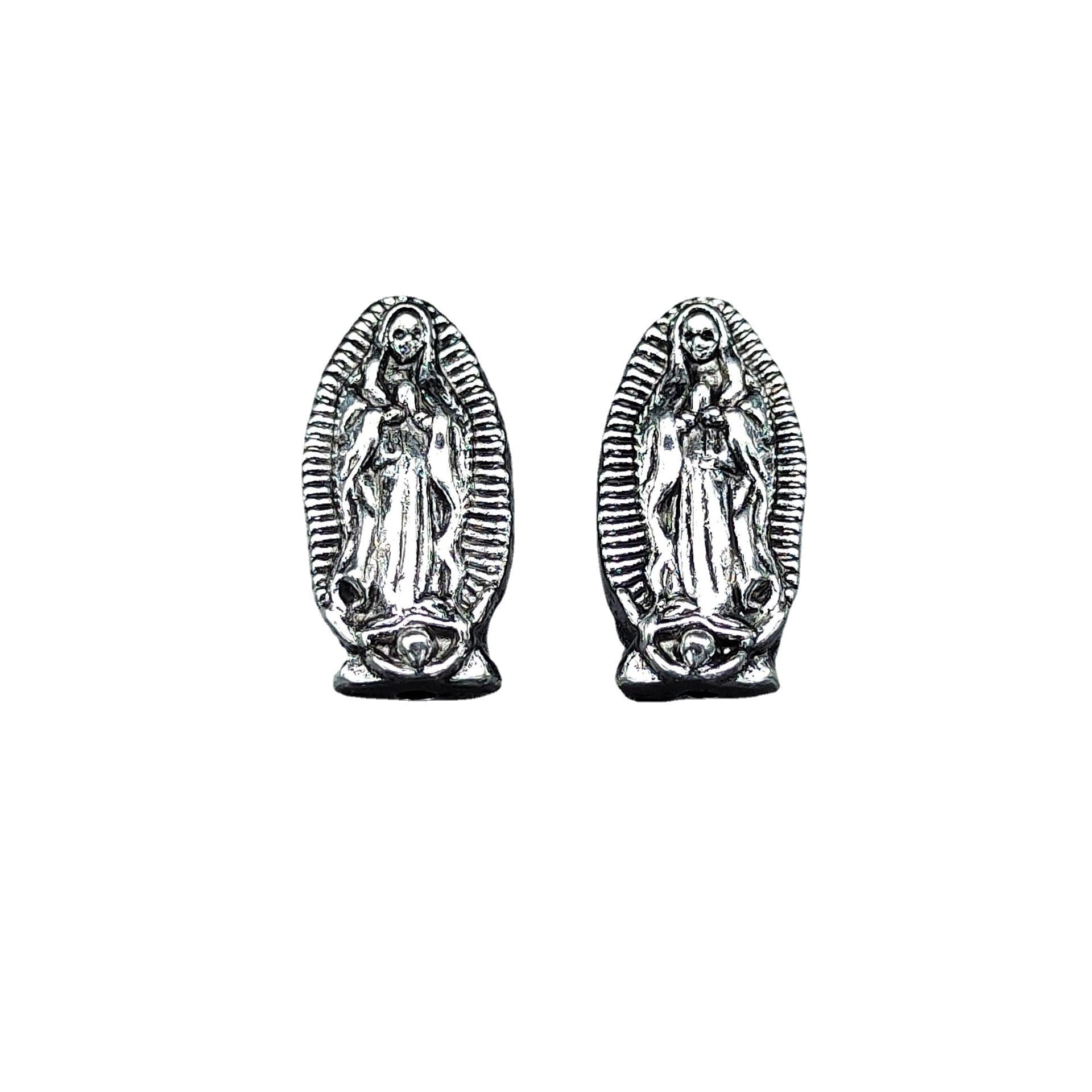 Virgin Mary Metal Beads 13mm 19mm Detailed Silver Tone 100pcs 5