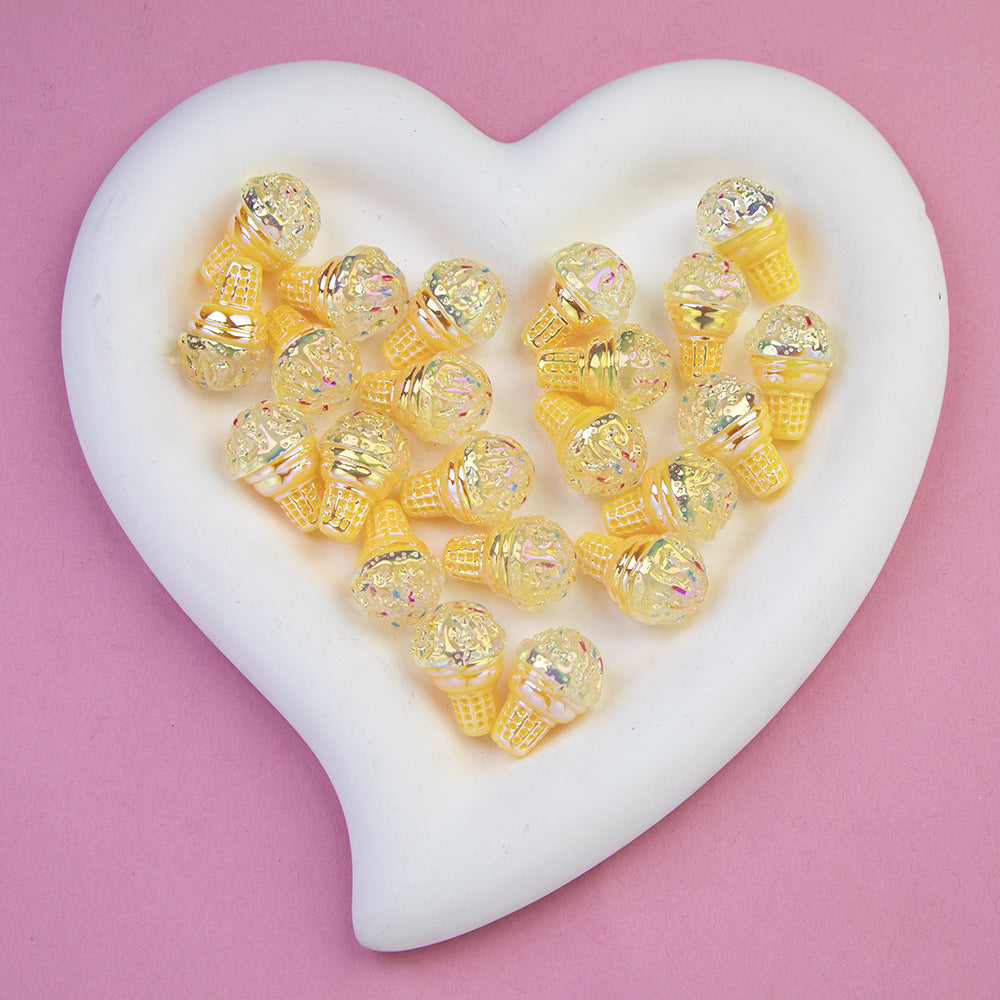 Colorful Ice Cream Cone Resin Beads 23x16mm Glossy Pastel 20pcs 6