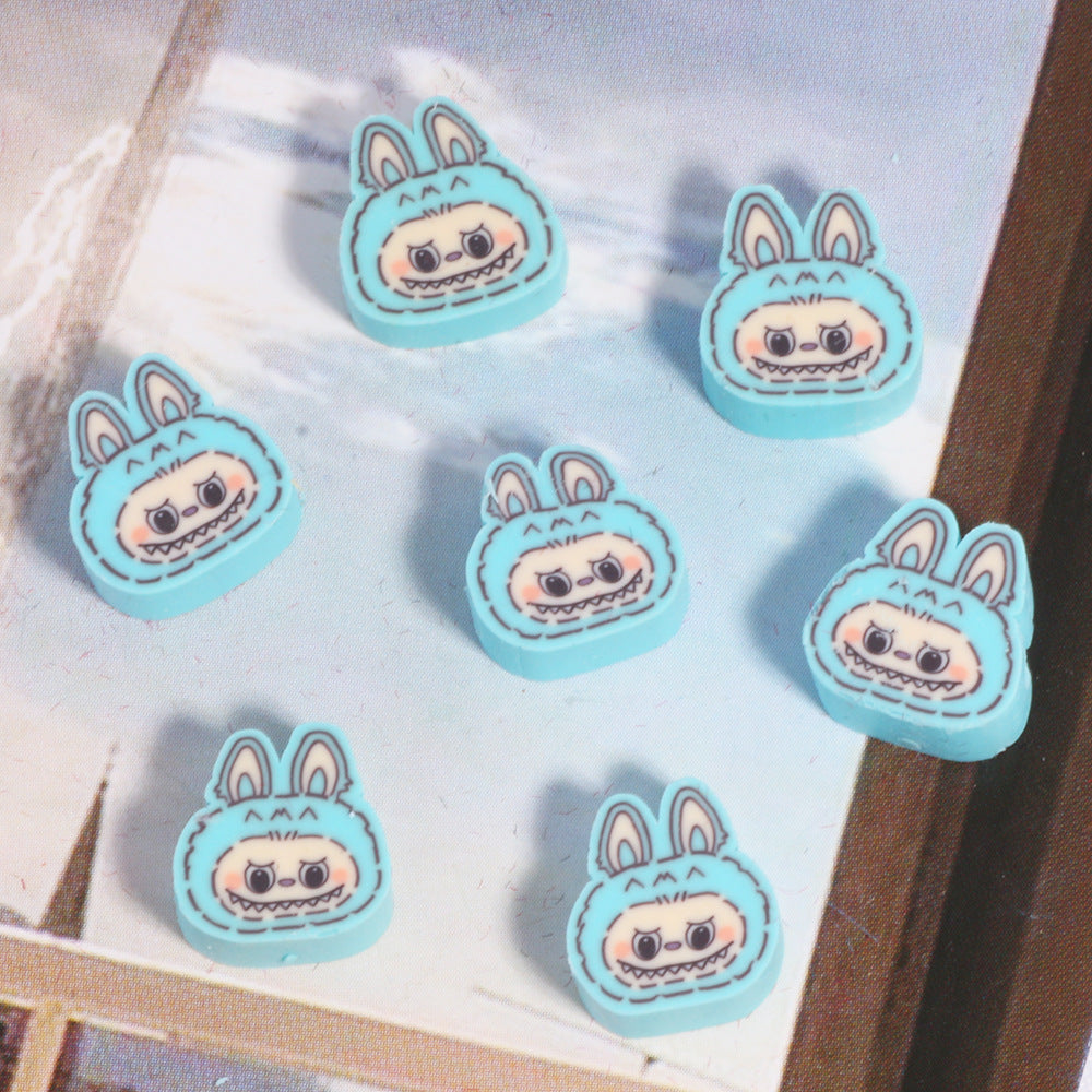 Labub Character Clay Beads 10mm Colorful Bunny Faces 200pcs 6