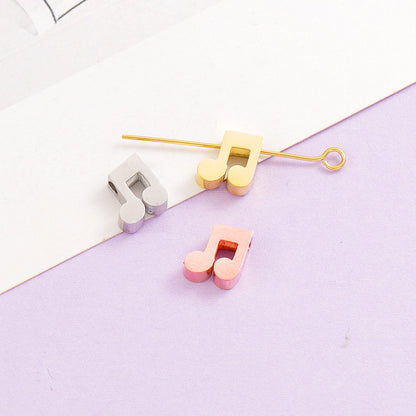 Stainless Steel Note Shaped Metal Beads 13mm Polished Finish 10pcs