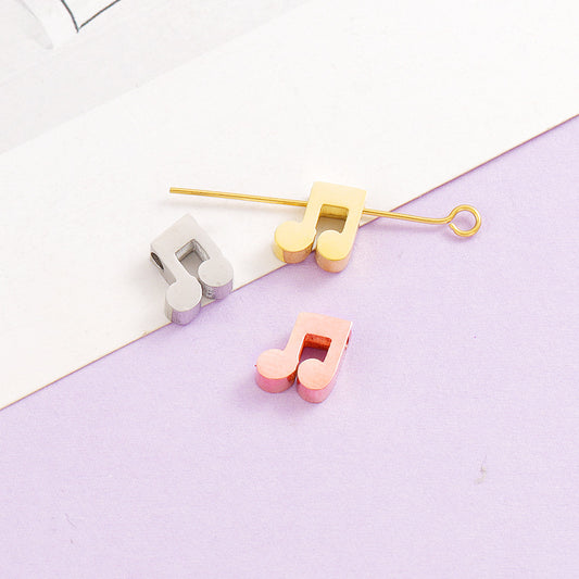 Stainless Steel Note Shaped Metal Beads 13mm Polished Finish 10pcs