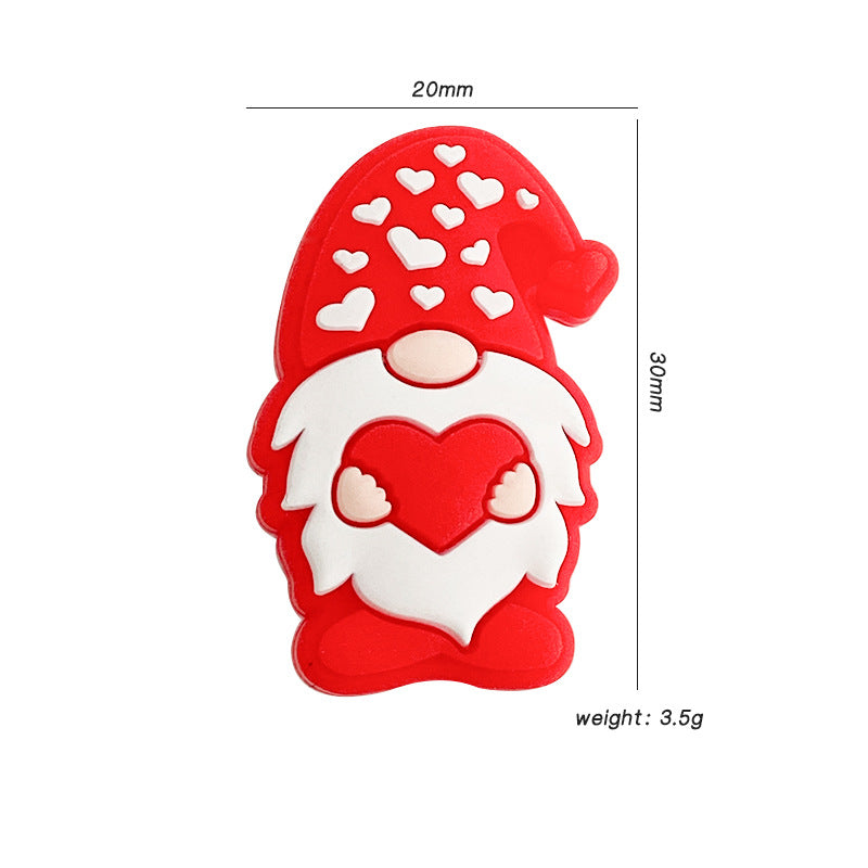 Silicone Focal Beads Santa Claus Holding Heart 20pcs