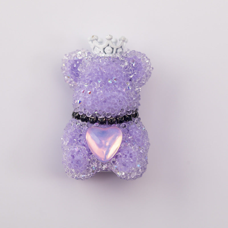 Sugar Crown Bear Rhinestone Focal Beads Alloy with Rhinestones 10pcs 12