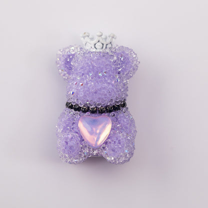 Sugar Crown Bear Rhinestone Focal Beads Alloy with Rhinestones 10pcs 12
