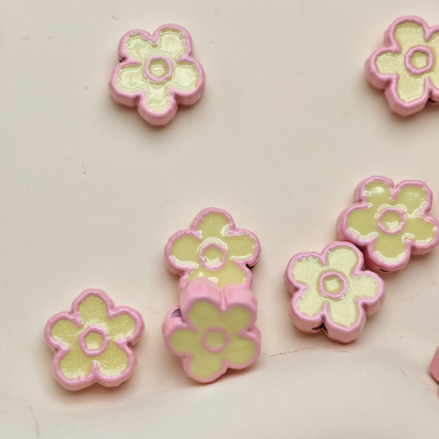 Flower Metal Beads 10mm Baking Painted Two-Color Zinc Alloy 10pcs 10