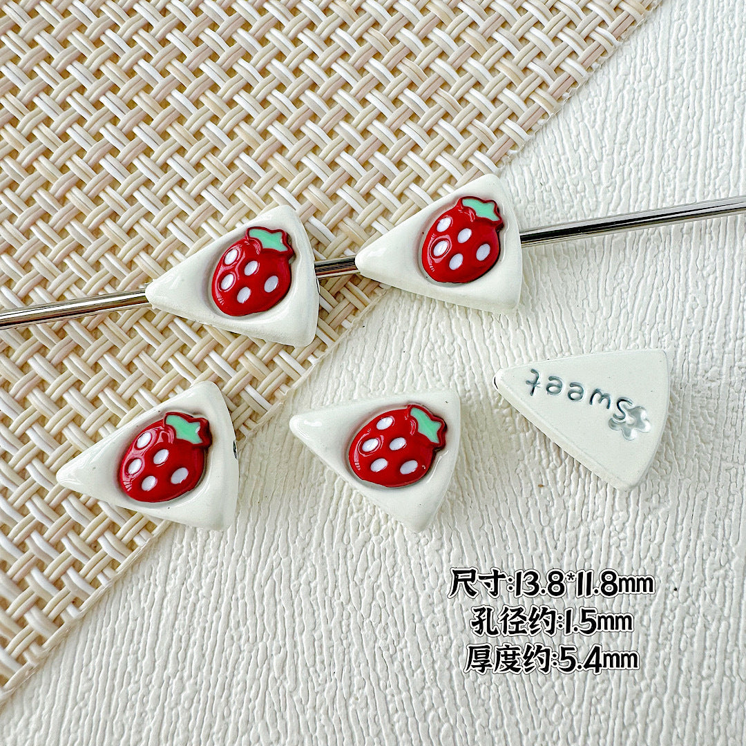 Baking Painted Duck and Strawberry Cake Metal Beads 13/10mm 20pcs 6