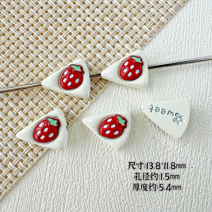 Baking Painted Duck and Strawberry Cake Metal Beads 13/10mm 20pcs 6