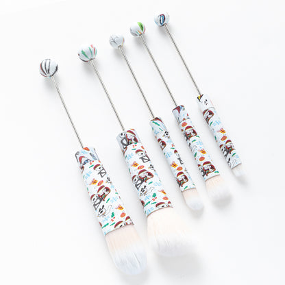 Beadable Makeup Brushes Halloween Christmas Themed Colorful Handles 5pcs 11