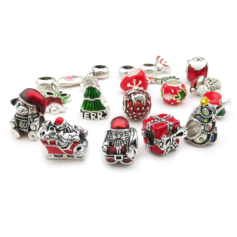 Christmas Series Colorful Enamel Metal Beads Large Hole 1pc