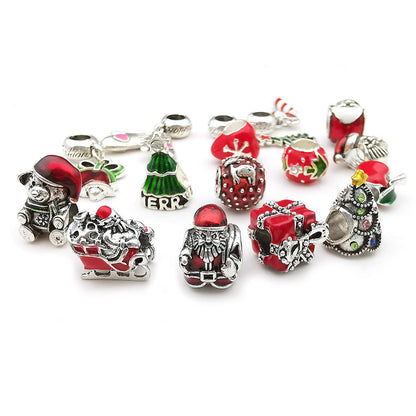 Christmas Series Colorful Enamel Metal Beads Large Hole 1pc