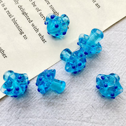 Hand Painted Mushroom Glass Beads 16mm 3D Enamel Focal Bead 1pc 3