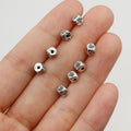 Square Metal Beads 5mm Tibetan Four Sides Plum Blossom Pattern 100pcs 4