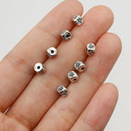 Square Metal Beads 5mm Tibetan Four Sides Plum Blossom Pattern 100pcs 4