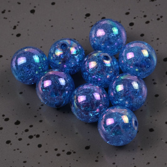Plating Round Acrylic Beads 16mm AB Colored Crackle 100pcs 2