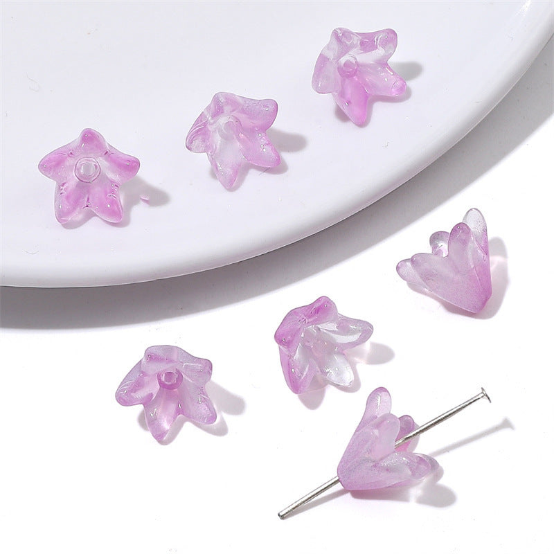 Lily Flower Glass Beads 13mm Transparent Mixed Colors 20pcs 15