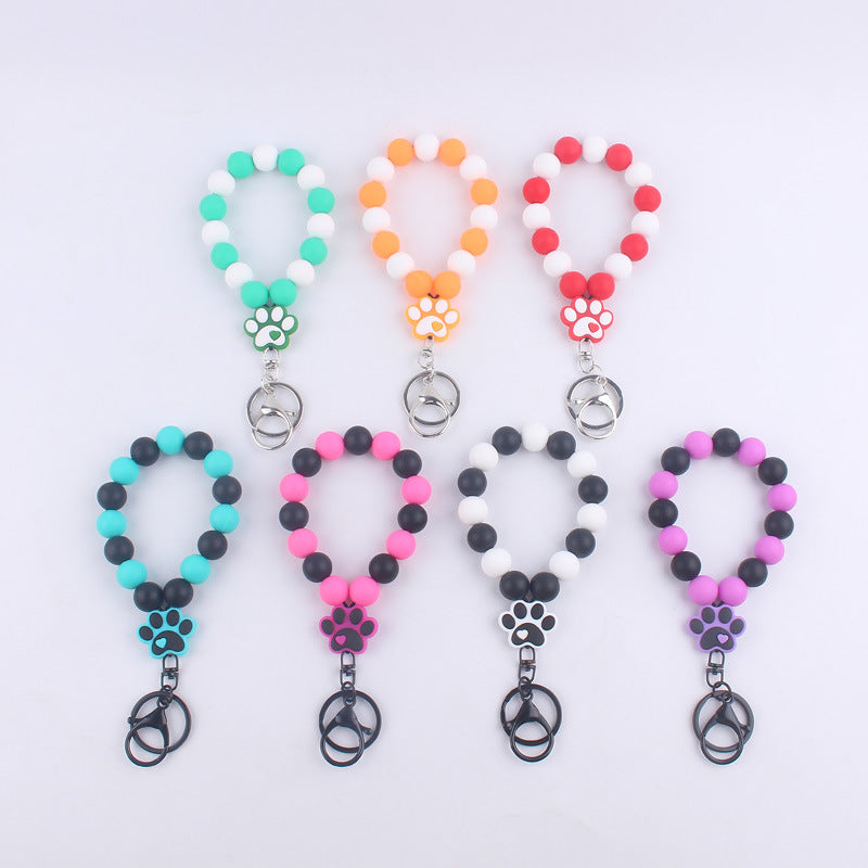 Silicone Dog Claw Bead Wristlet Keychain Pet Lover Charm