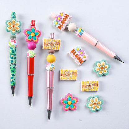 Silicone Focal Beads Flower Children Smiling Face Positive Energy 20pcs 3