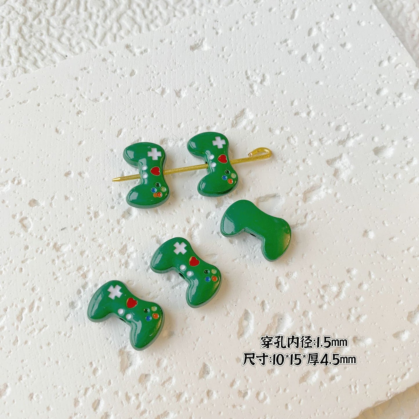Teddy Bear and Game Controller Metal Beads Painted Alloy 10pcs 22