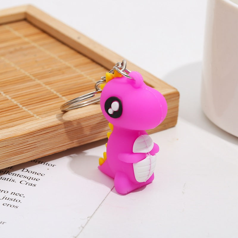 Silicone Dinosaur Couple Keychain Cute Colorful Dino Charm 7