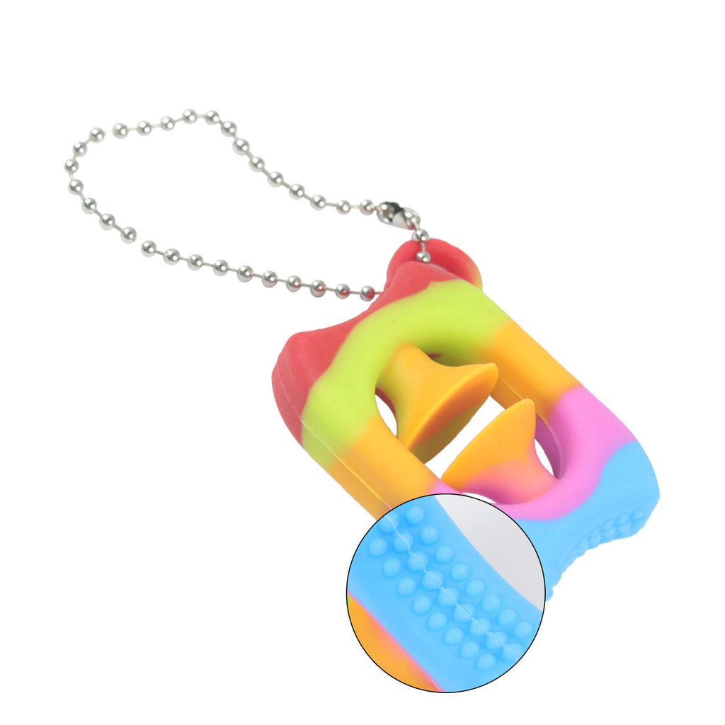 Silicone Gripper Hand Snapper Keychain Rainbow Stress Relief Toy 4