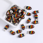 Hand Painted Fish Ceramic Beads 22mm Striped Colorful 5pcs 6
