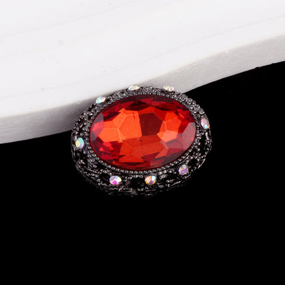 Double-Sided Heart Rhinestone Beads 24mm Vintage Alloy 10pcs 24