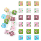 Frosted Square Glass Beads 12mm Hand-Painted Rose Design 4pcs 3