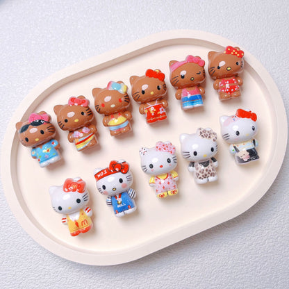 3D Painted Acrylic Beads 26mm Sun Kissed Hello KT Character 5pcs 17