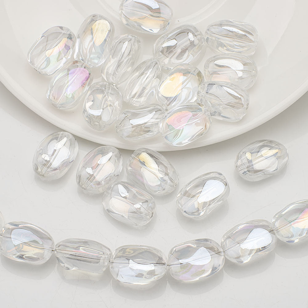 Electroplated Irregular Stone Glass Beads 11x15mm Multicolor 40pcs 21