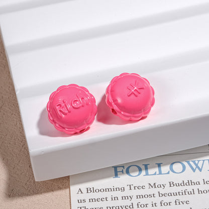 Word Rich Round Acrylic Beads 15mm Glossy Scalloped Edge 50pcs 13