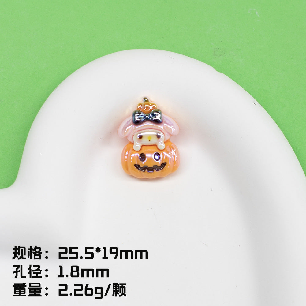 Plating Halloween Jack-O'-Lantern Resin Beads Glossy Sanrio 10pcs 9