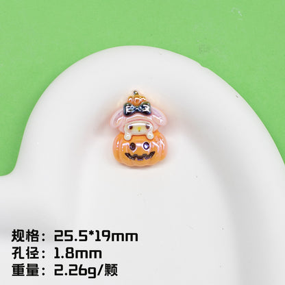 Plating Halloween Jack-O'-Lantern Resin Beads Glossy Sanrio 10pcs 9