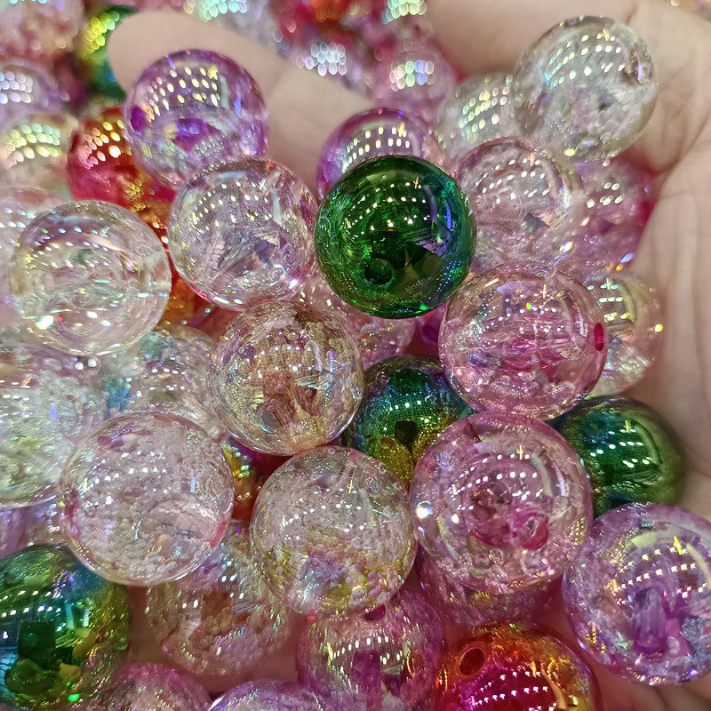 Plated Bubblegum Beads 20mm Tiny Bubble Acrylic Translucent 50pcs 6