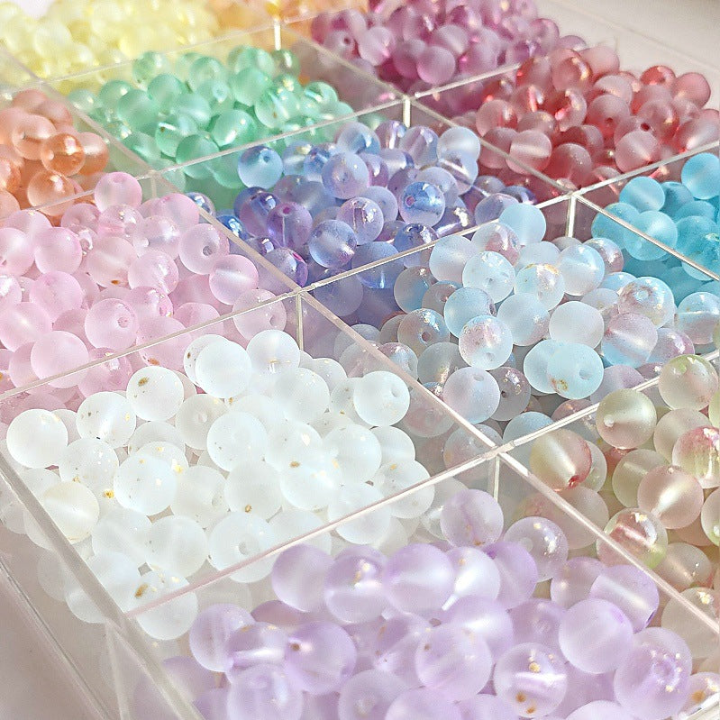 Frosted Round Glass Beads 8mm Pastel Matte Colors 50pcs 2