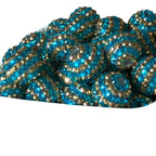 Plated Bubblegum Beads 16-22mm Blue Gold Striped Rhinestone 5pcs 2