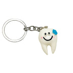Resin Teeth Keychain Smiling White Tooth with Colorful Flower Charm 5