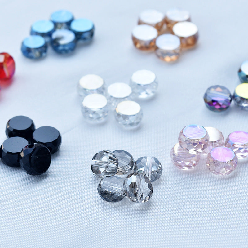 Electroplated Flat Cut Glass Beads 7.5mm 12mm Vibrant Colors 10pcs 4