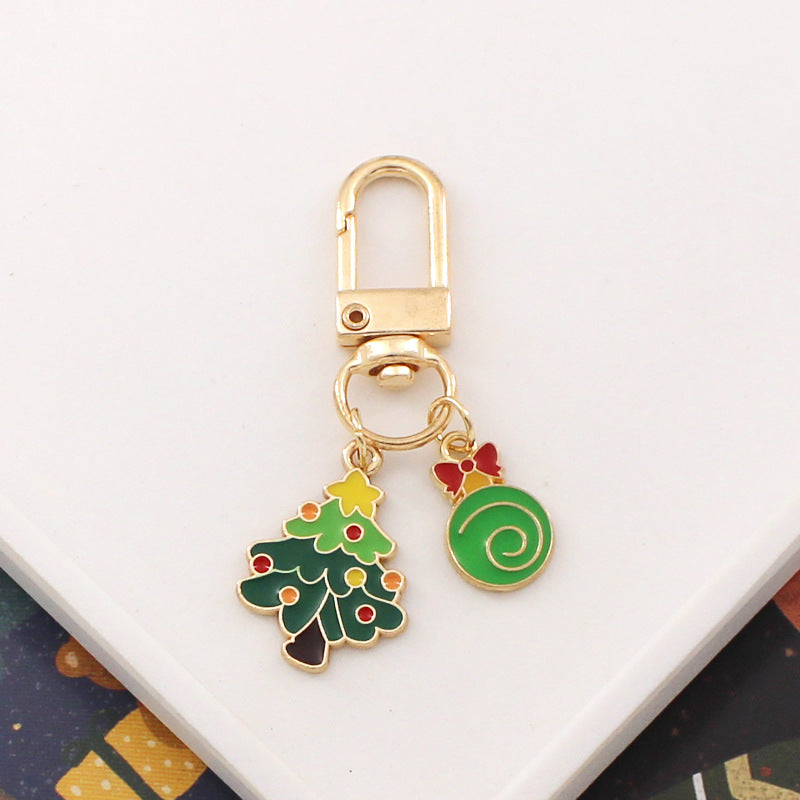 Cartoon Christmas Keychain Metal Alloy Enamel Holiday Icons 6