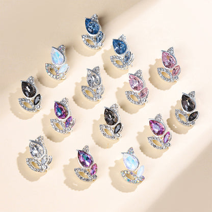 Enchanted Tulip Rhinestone Beads 20mm Alloy Floral Pave 5pcs