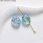 Oval Resin Rhinestone Beads 17x14mm Planet Pattern 5pcs 11