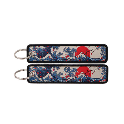 Double Sided Ukiyo Fabric Lanyard Keychain Japanese Motif 2pcs 20