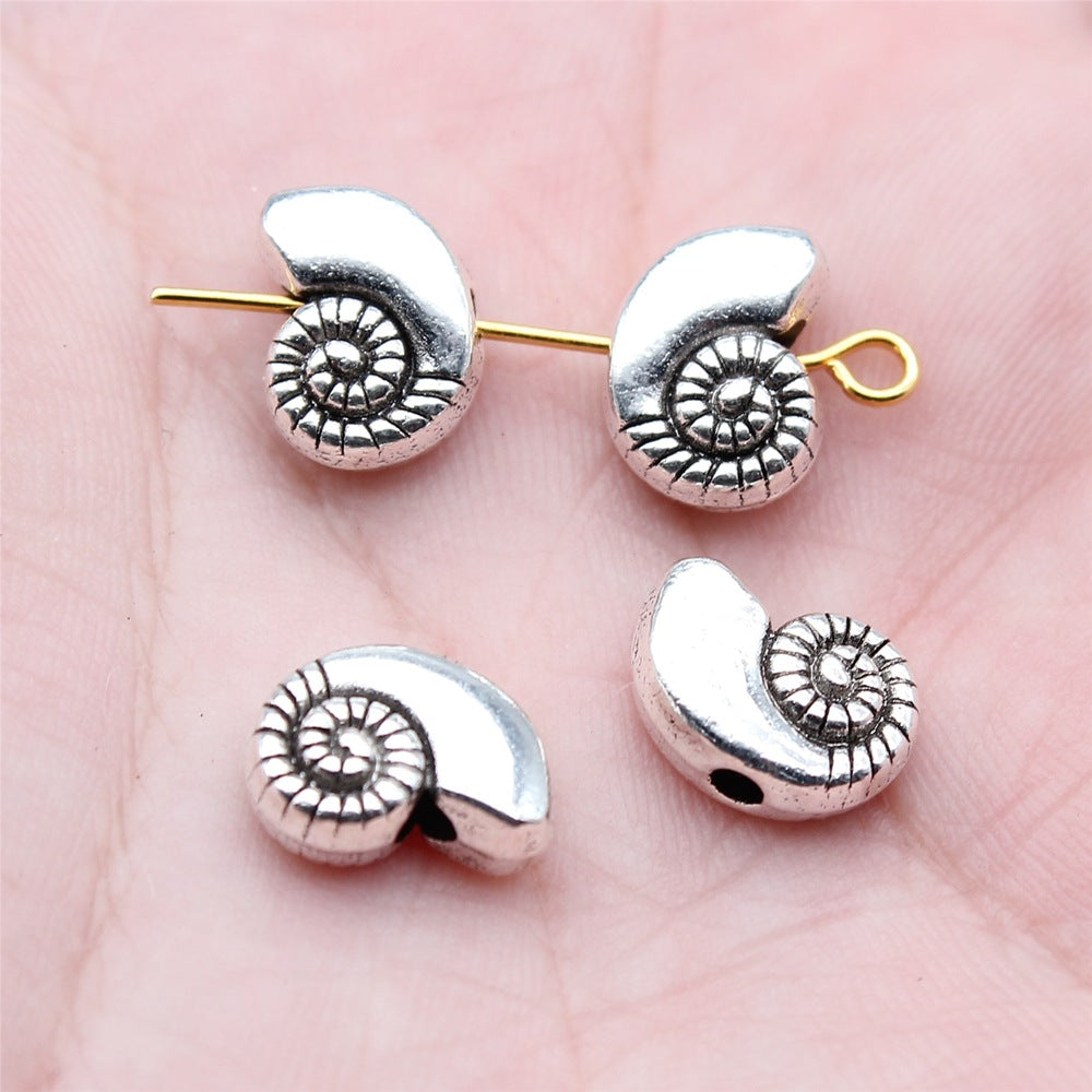 Conch Metal Beads 11mm Antique Silver Tone Alloy 40pcs