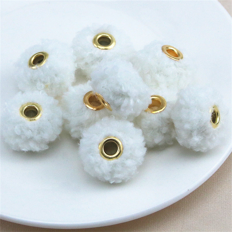 Fabric Spacer Beads 13x20mm Imitation Teddy Wool 20pcs 12