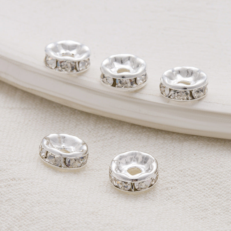 Rhinestone Brass Ripple Spacer Beads 4-10mm 100pcs 4