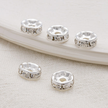Rhinestone Brass Ripple Spacer Beads 4-10mm 100pcs 4